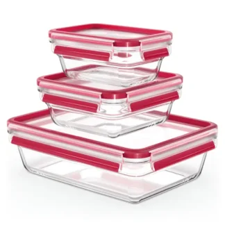 Tefal MasterSeal Glass Vershoudbakjes Set 3-delig – Lekvrije Glazen Bewaarbakjes